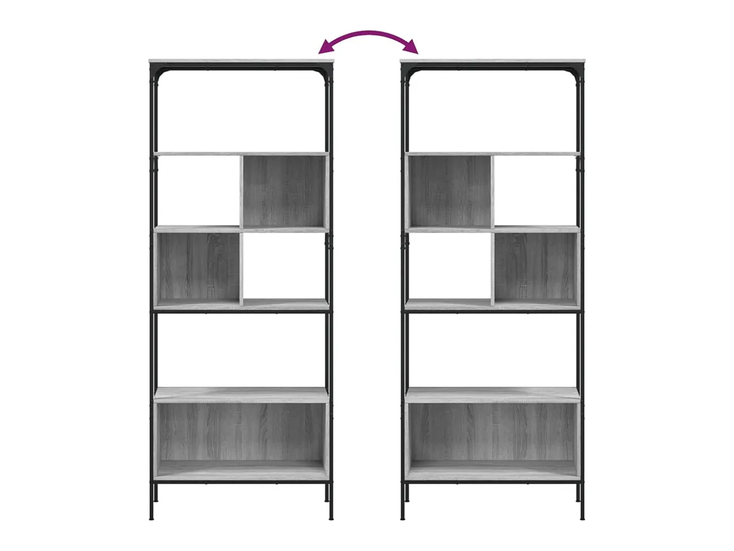 Librería 5 estantes madera ingeniería gris Sonoma 76x33x188,5cm