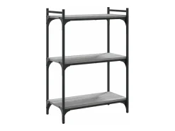 Librería 3 estantes madera ingeniería gris Sonoma 60x30x86 cm