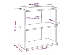 Librería 3 estantes madera ingeniería roble ahumado 60x30x80 cm
