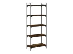Librería 5 estantes madera ingeniería roble ahumado 60x30x154cm