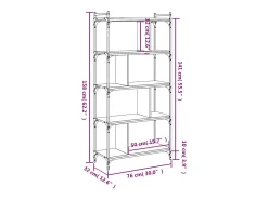 Librería 5 estantes madera ingeniería marrón roble 76x32x158 cm