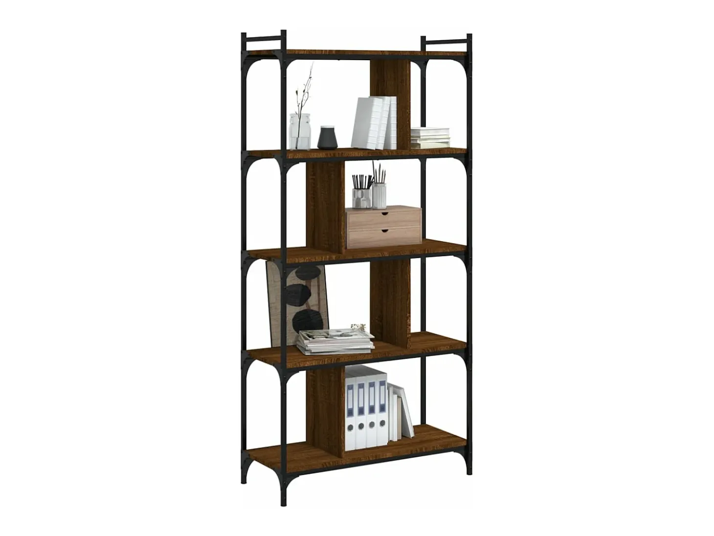 Librería 5 estantes madera ingeniería marrón roble 76x32x158 cm