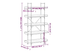 Librería 5 estantes madera ingeniería marrón 100x33x180,5 cm