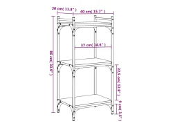 Librería 3 estantes madera ingeniería gris Sonoma 40x30x86 cm