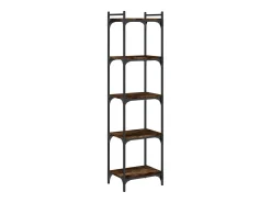 Librería 5 estantes madera ingeniería roble ahumado 40x30x154cm