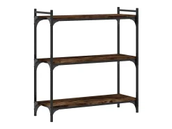 Librería 3 estantes madera ingeniería roble ahumado 80x30x86 cm