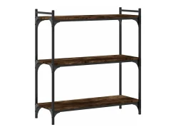 Librería 3 estantes madera ingeniería roble ahumado 80x30x86 cm