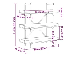 Librería 3 estantes madera ingeniería marrón 100x33x108,5 cm