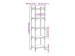 Librería 5 estantes madera ingeniería roble marrón 40x30x154 cm
