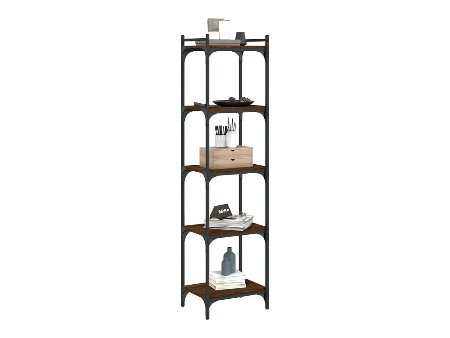Librería 5 estantes madera ingeniería roble marrón 40x30x154 cm