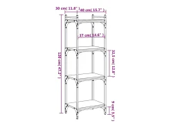 Librería 4 estantes madera ingeniería roble marrón 40x30x120 cm