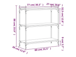 Librería 3 estantes madera ingeniería gris Sonoma 80x30x86 cm