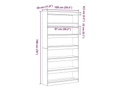 Librería Artesanal de Madera Maciza de Roble 100 x 30 x 198 cm