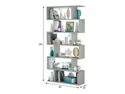 Librería ATHENA - Gris hormigón - 6 nichos - 192 x 80 x 24 cm