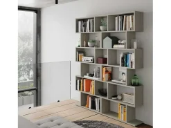 Librería ATHENA - Gris hormigón - 6 nichos - 192 x 80 x 24 cm