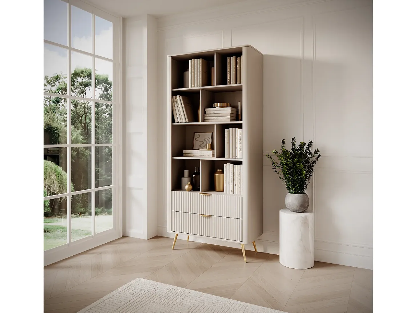 Librería: Bege, 88,2 x 38 x 193,8 cm