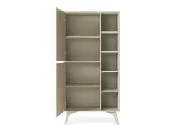 Librería: Beige Arena / Espiga Escandinava, patas de madera, 80 x 160 x 38 cm