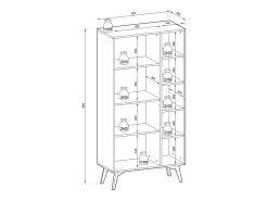 Librería: Beige Arena / Espiga Escandinava, patas de madera, 80 x 160 x 38 cm