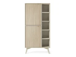 Librería: Beige Arena / Espiga Escandinava, patas de madera, 80 x 160 x 38 cm