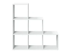 Librería biombo de 3 niveles, blanca, 99x29x99 cm, madera de ingeniería