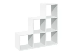 Librería biombo de 3 niveles, blanca, 99x29x99 cm, madera de ingeniería