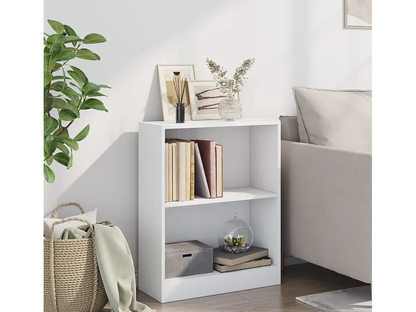 Librería Blanca 60x24x76 cm Madera de Ingeniería
