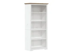 Librería BODO 5 estantes madera maciza pino marrón 80x38x180 cm