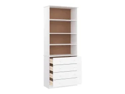 Librería con cajones ALTA madera de pino blanco 77x35x186,5 cm