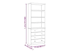 Librería con cajones ALTA madera de pino blanco 77x35x186,5 cm