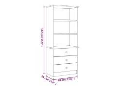 Librería con cajones ALTA madera maciza de pino 60x35x142 cm