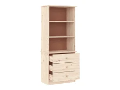 Librería con cajones ALTA madera maciza de pino 60x35x142 cm
