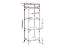 Librería de 4 estantes madera de ingeniería negro 40x30x120 cm