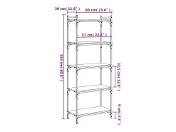 Librería de 5 estantes madera de ingeniería negro 60x30x154 cm