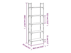 Librería de 5 estantes madera gris Sonoma 60,5x24x166,5 cm
