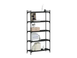 Librería de 5 estantes madera de ingeniería negro 80x30x154 cm