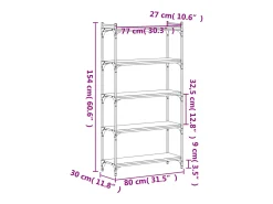 Librería de 5 estantes madera de ingeniería negro 80x30x154 cm