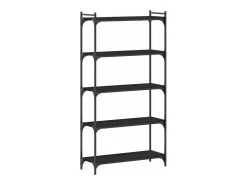 Librería de 5 estantes madera de ingeniería negro 80x30x154 cm