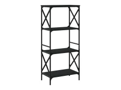 Librería de 4 estantes madera ingeniería negro 59x35x132 cm