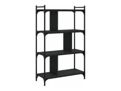 Librería de 4 estantes madera de ingeniería negra 76x32x123 cm