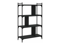 Librería de 4 estantes madera de ingeniería negra 76x32x123 cm
