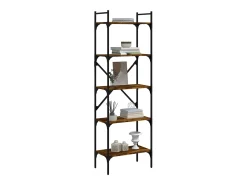 Librería de 5 estantes madera roble ahumado 56x31,5x174 cm