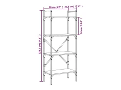 Librería de 4 estantes madera marrón roble 56x31,5x138,5 cm