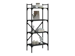 Librería de 5 estantes madera ingeniería negra 56x31,5x138,5 cm
