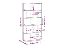 Librería de 5 niveles madera gris Sonoma 80,5x23,5x162,5 cm