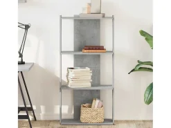 Librería de 3 niveles madera gris hormigón 60x30x120 cm