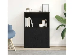 Librería de madera contrachapada roble negro 60x24x85 cm