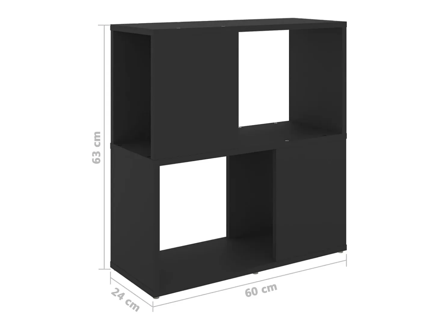 Librería de madera contrachapada negro 60x24x63 cm