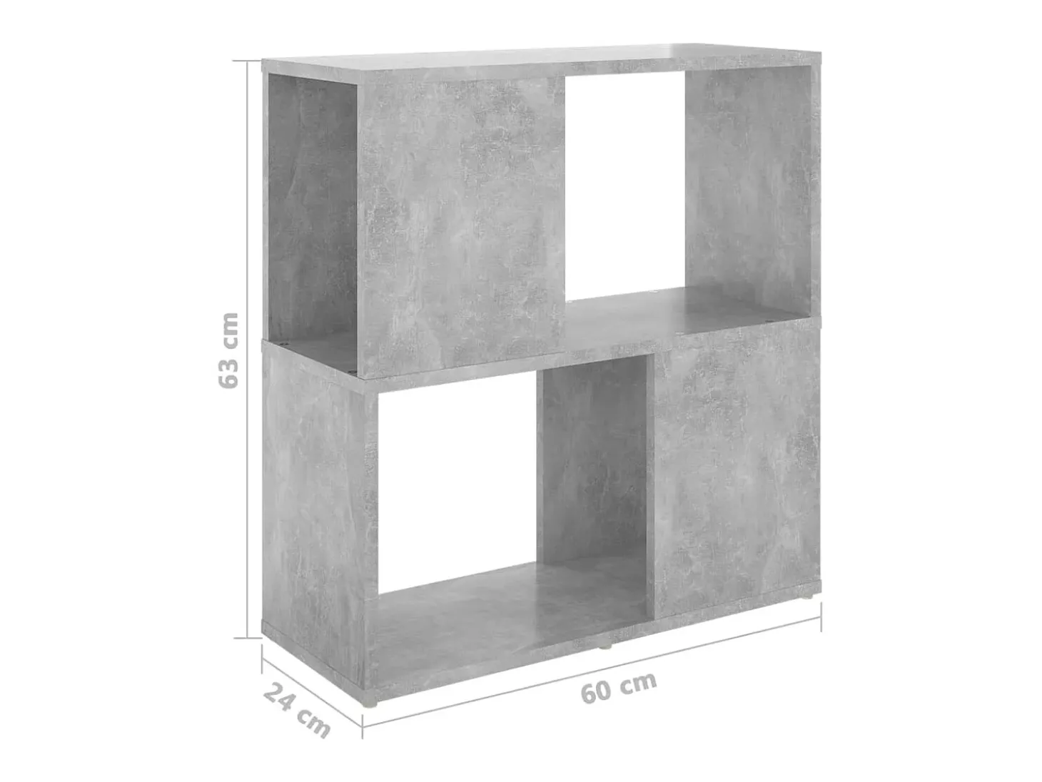 Librería de madera contrachapada gris hormigón 60x24x63 cm