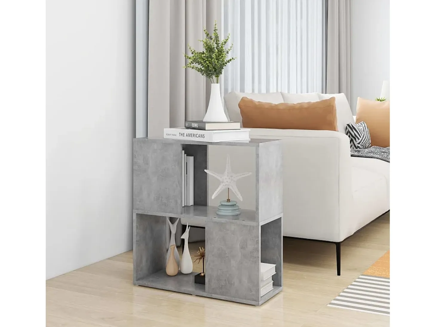 Librería de madera contrachapada gris hormigón 60x24x63 cm