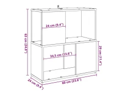 Librería de madera de ingeniería madera envejecida 60x24x63 cm